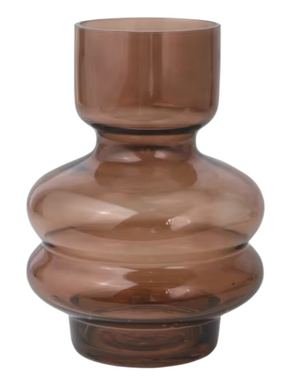 NWT Brown Cylinder Glass Flower Vase Double Stacked Geometric Vase